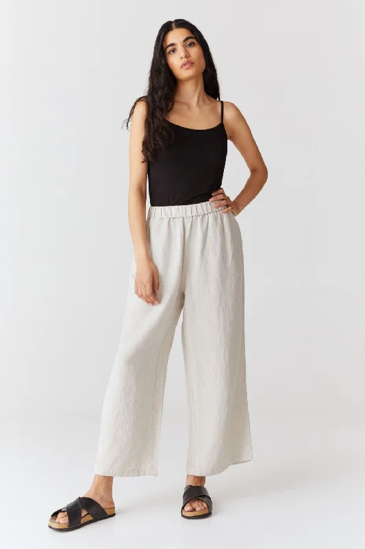Women's panties with back lace detail for elegance-Loose Fit Linen Trousers