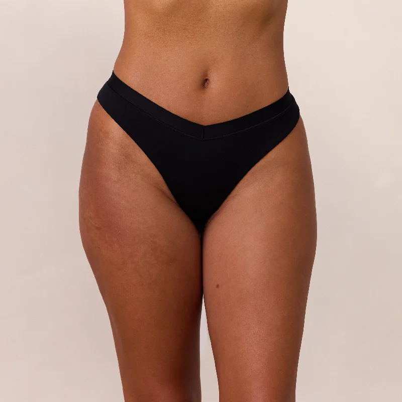 Women's panties with satin finish for a luxurious feel-Everyday Comfort Brazilian Briefs - Black