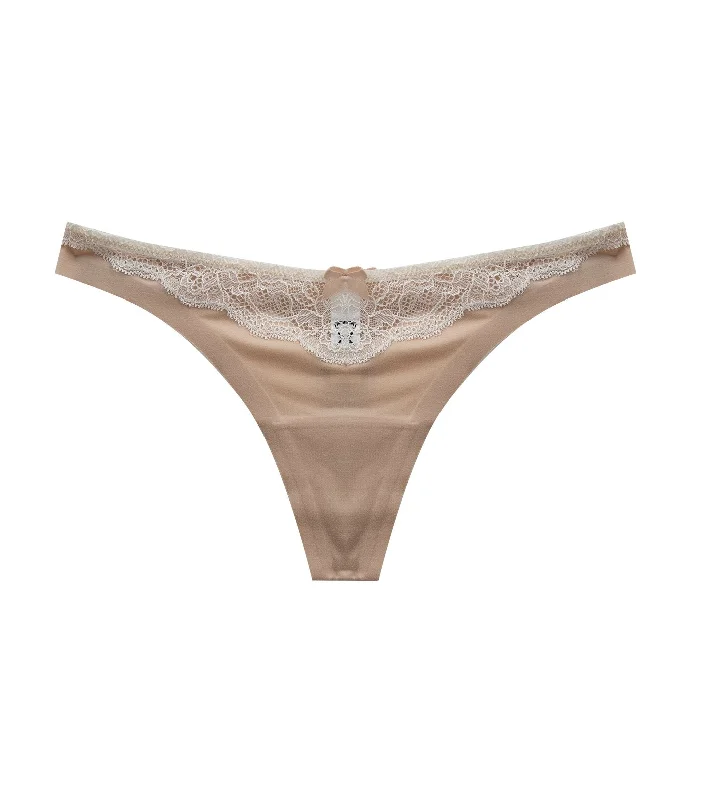 Sports panties for active women-Comfort Devotion Lace Thong Latte Lift Ivory