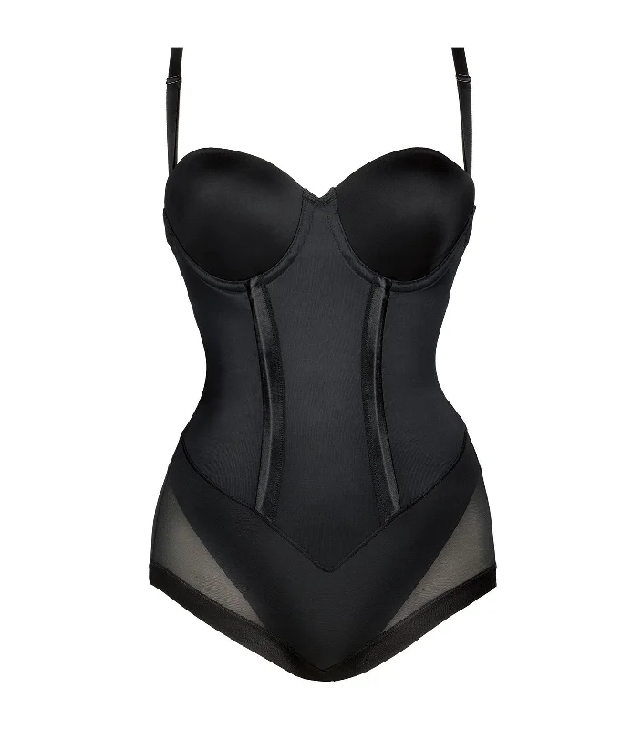 Satin panties for evening style-Easy Up: Strapless Body Briefer Black