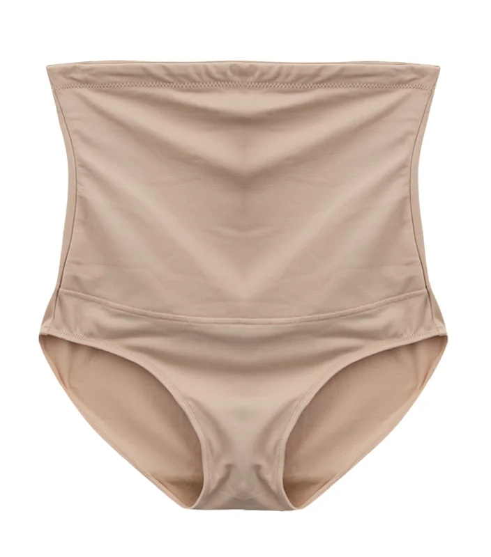 Seamless thong panties for invisible lines-Fat Free Dressing: Hi-Waist Brief Latte Lift