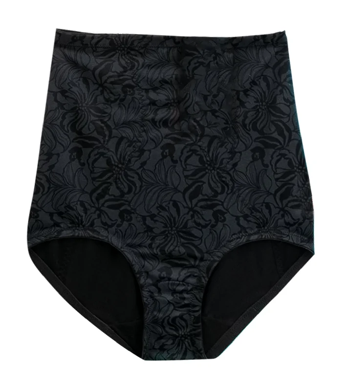 Lace trim panties for feminine feel-Instant Slimmer Brief Black