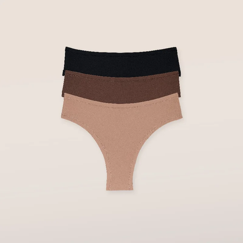 Women's panties with moisture-wicking fabric for comfort-Nude Brazilian Briefs (3 Pack) - Multi