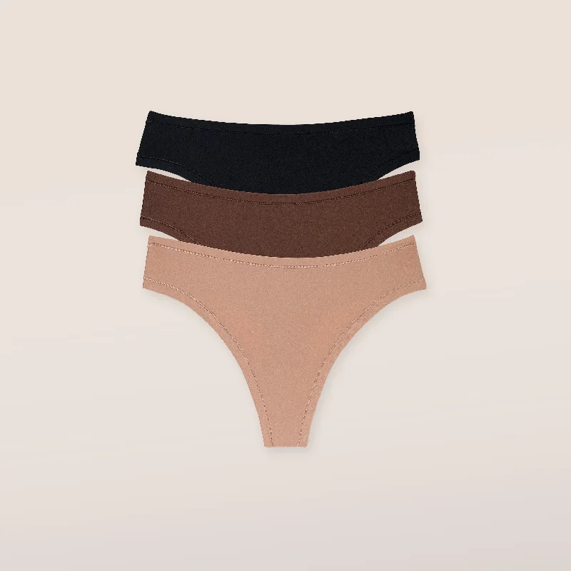 Women's panties with full support for a comfortable fit-Nude Thong (3 Pack) - Multi