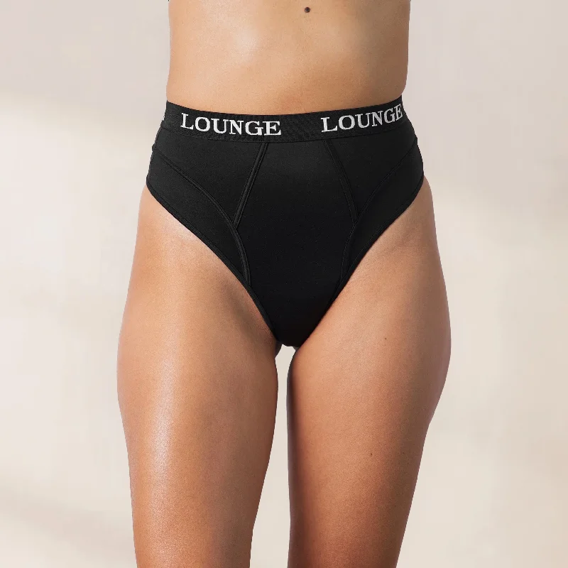 Women's panties with side detailing for added flair-Nurture Thong - Black