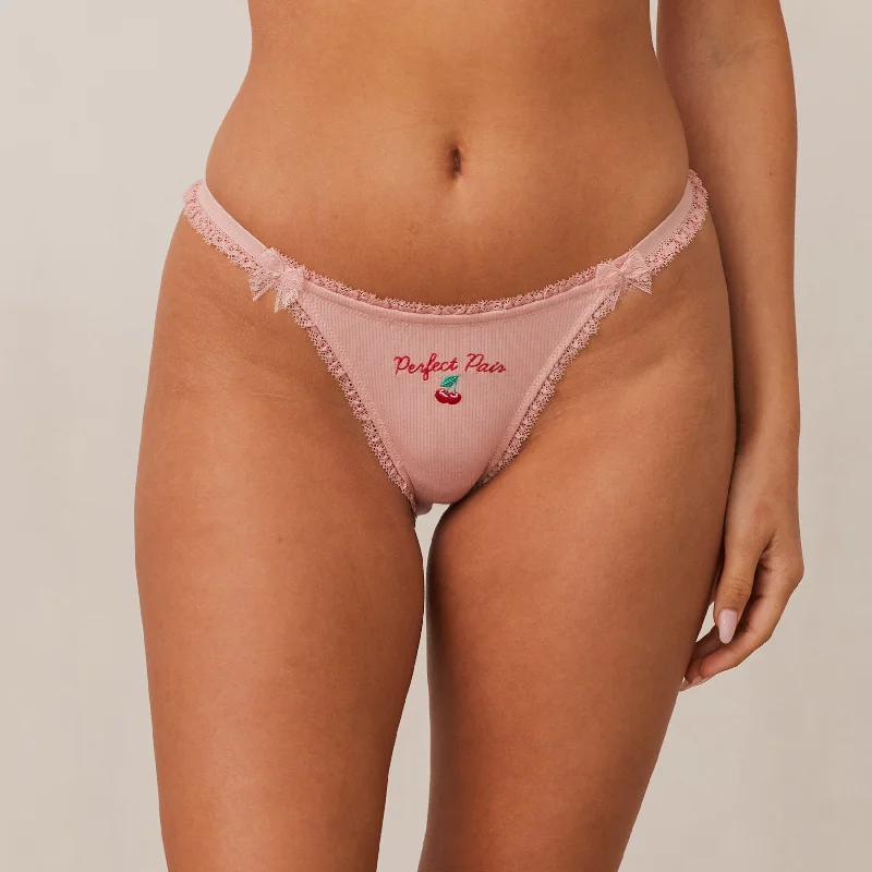 Women's panties with seamless edges for invisible wear-Fruity 'Perfect Pair' Briefs - Pink