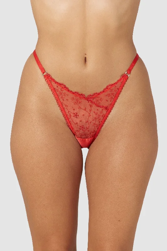 Women's panties with side lace detailing for a chic touch-Slinky Open Back Briefs - Red