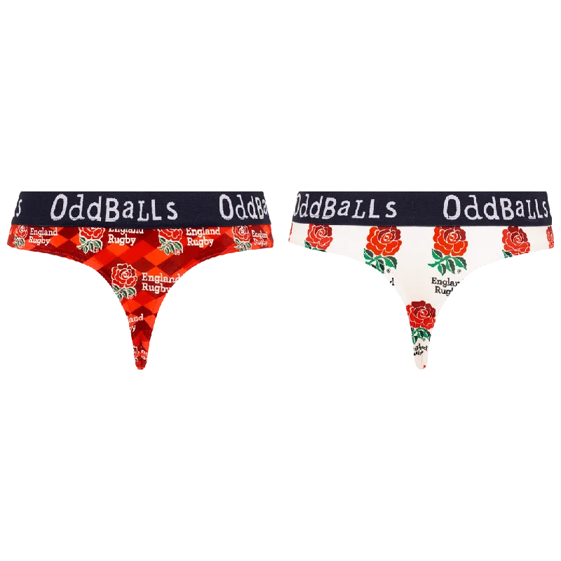 Women's panties for full-figure bodies-England Rugby Union Bundle - Home & Alternate - Ladies Thong 2 Pack Bundle Women's panties for full-figure bodies-England Rugby Union Bundle - Home & Alternate - Ladies Thong 2 Pack Bundle