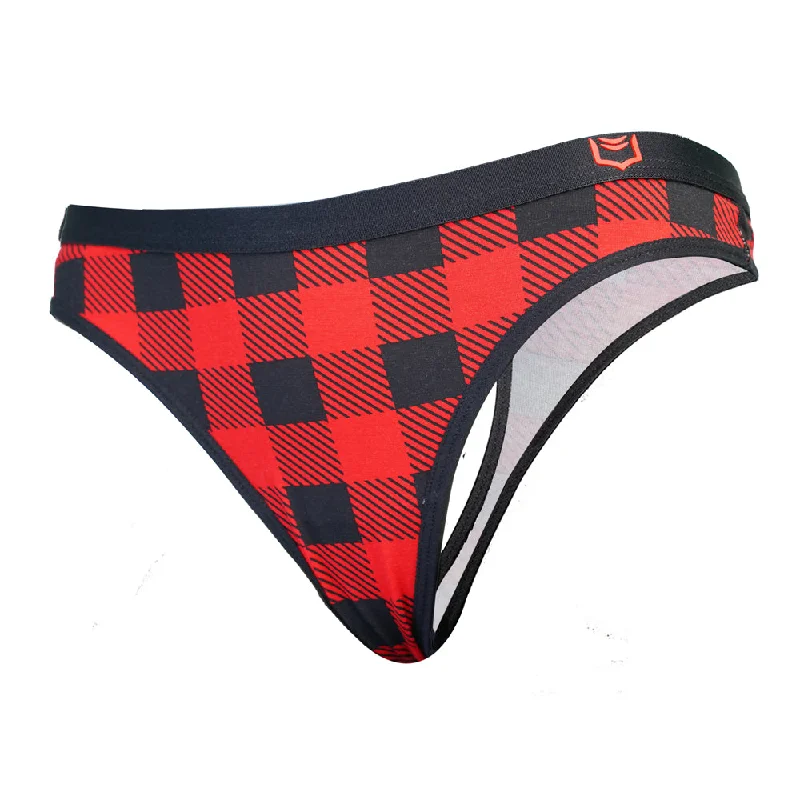 Women's panties with embroidered detailing for added elegance-SHEATH Women's Bamboo Plaid Thong