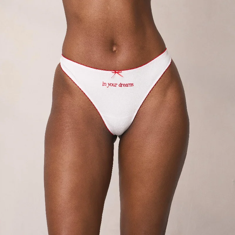 Women's panties with satin finish for luxurious feel-'In Your Dreams' Thong - White