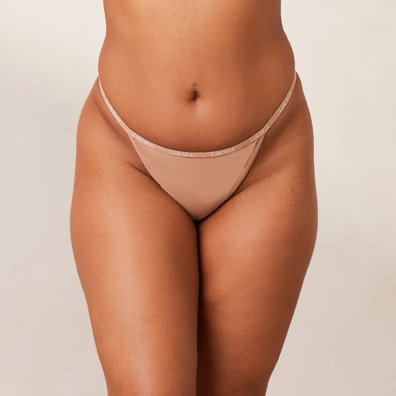 Women's panties for sleep with soft cotton fabric-Smooth Thong - Honey