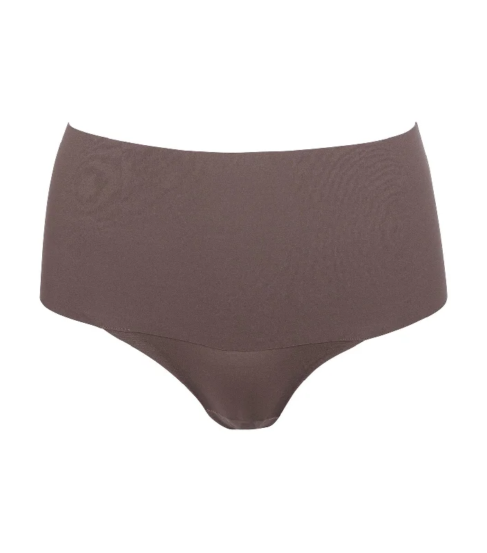 Cotton panties for sensitive skin-Undie-tectable® Thong Umber Ash
