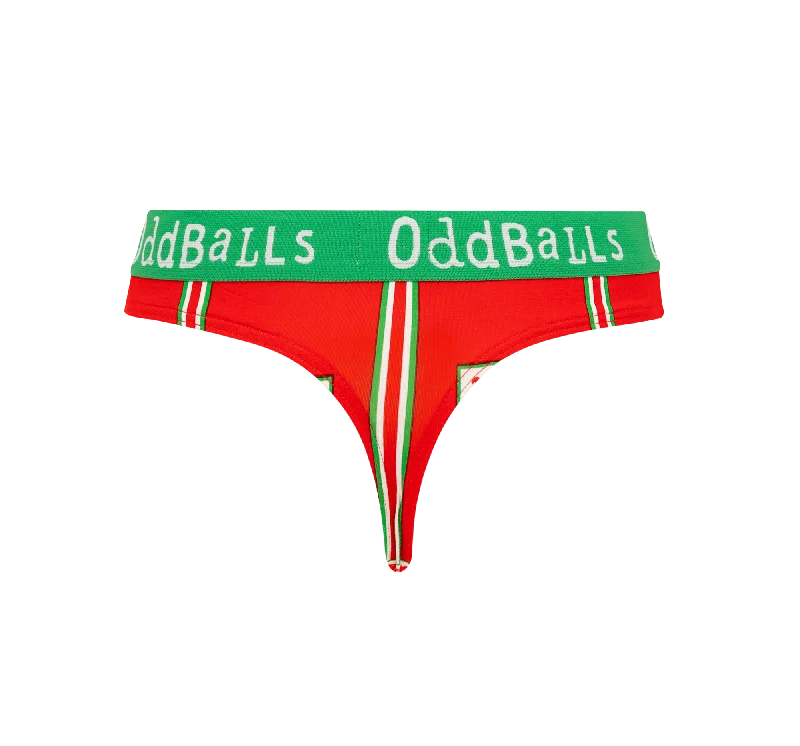 Women's panties for large waist-FA Wales Red & Green - Ladies Thong