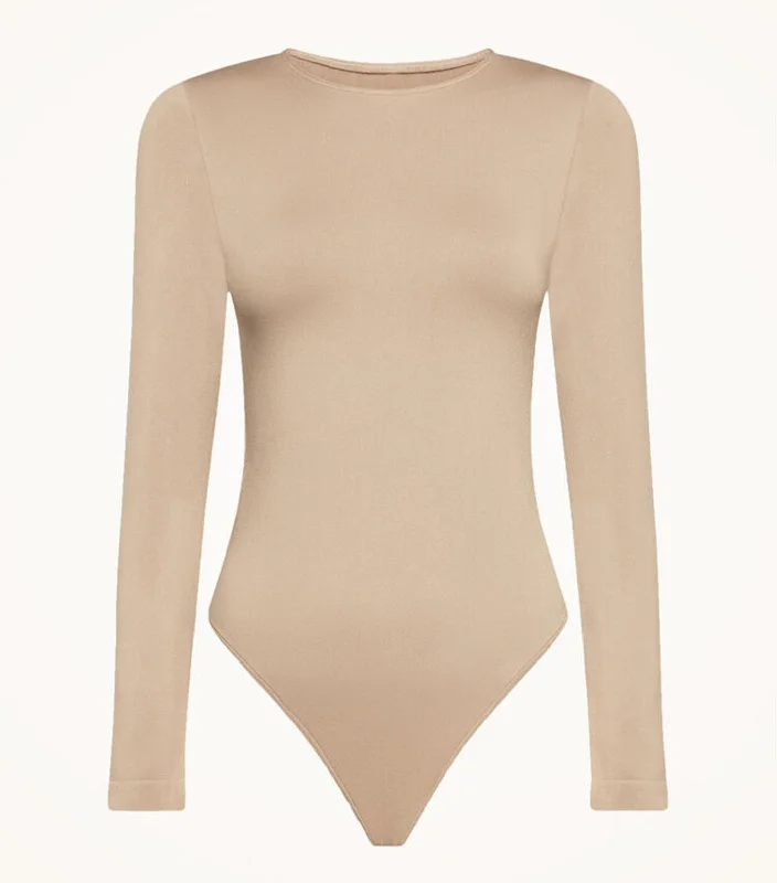 Best panties for tummy control-Aurora Shape String Bodysuit Café Au Lait