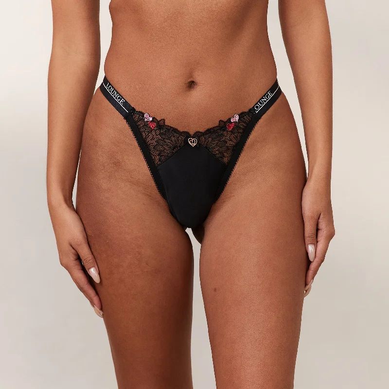 Women's panties with smooth and seamless edges-Zalia Thong - Black