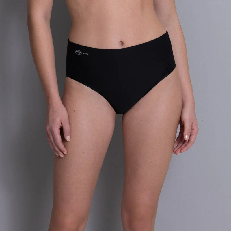 Women's cotton panties with lace accents for style-High Waist Sport Exercise Gym Short Black - Anita