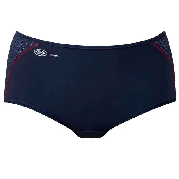 Women's cotton panties with high-waist support-Sport Exercise Gym Brief Blue - Anita