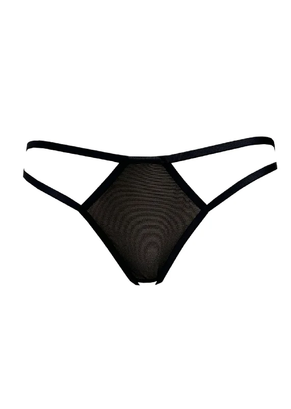 Classic cotton panties for everyday use-SHEER Open Panty (Black)