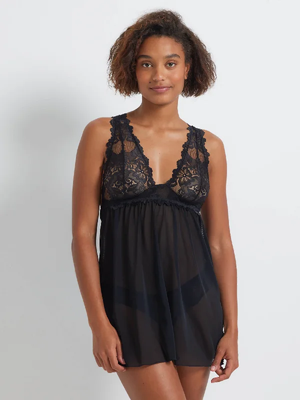 Women's sleep dress for restful sleep-Brazilian Babydoll Chemise