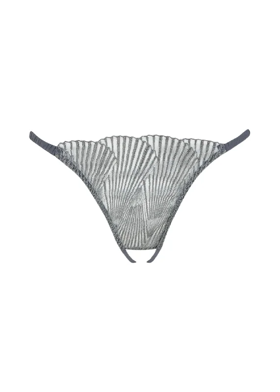 Women's panties for low-back outfits-Athena Open Thong (Silver)