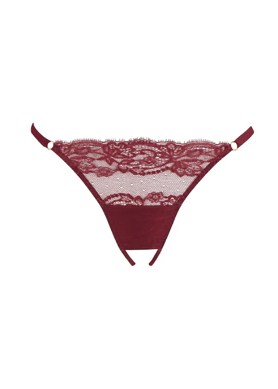 Comfortable panties for plus-size women-Seraphine Open Knicker (Mahogany)