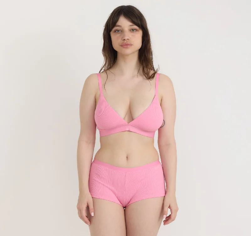 Women's cotton panties with high leg design for a flattering fit-Core Rib Triangle Bralette