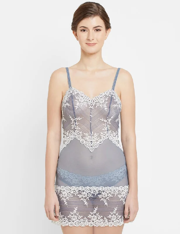 Elegant women's sleep dress for bedtime-Embrace Lace Non Padded Non Wired Bridal Wear Short Lace Babydoll Chemise - Blue Elegant women's sleep dress for bedtime-Embrace Lace Non Padded Non Wired Bridal Wear Short Lace Babydoll Chemise - Blue