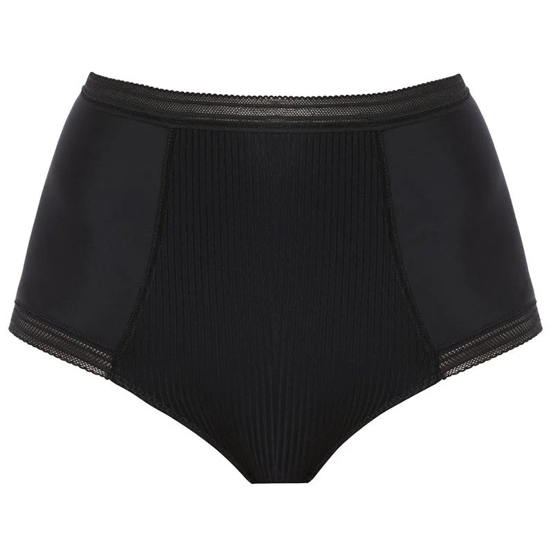 Women's panties for curvy body types and plus sizes-Fusion High Waist Brief Pant Black - Fantasie
