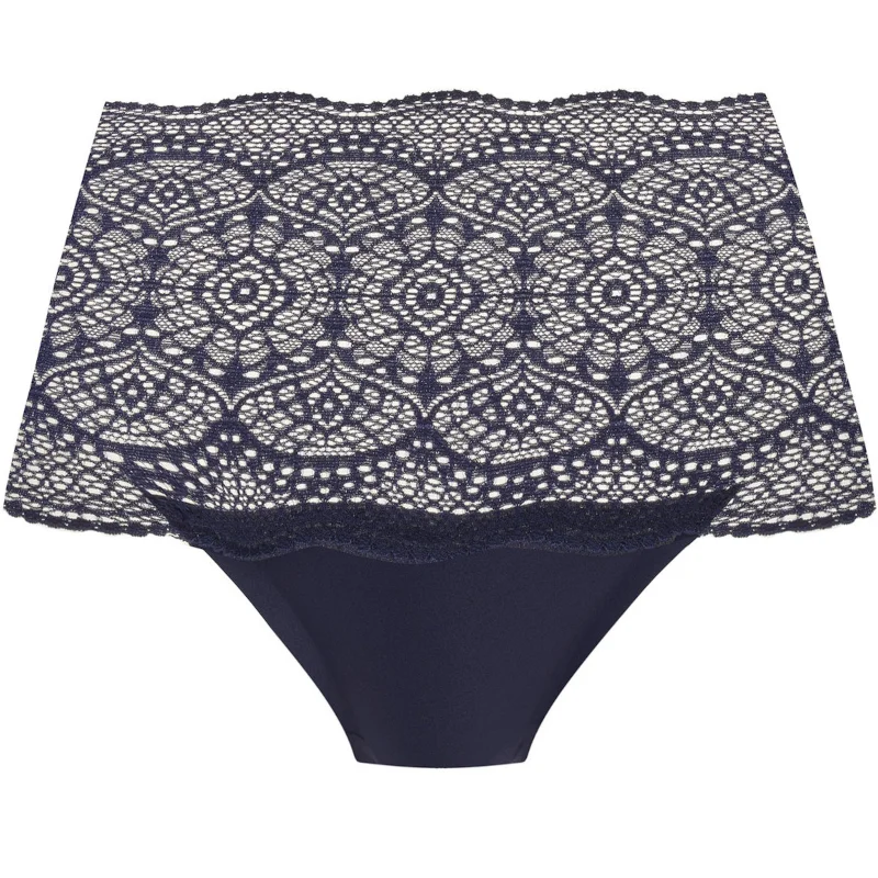 Women's panties with soft waistband for a flexible fit-Lace Ease Invisible Stretch Full Brief Navy Blue - Fantasie