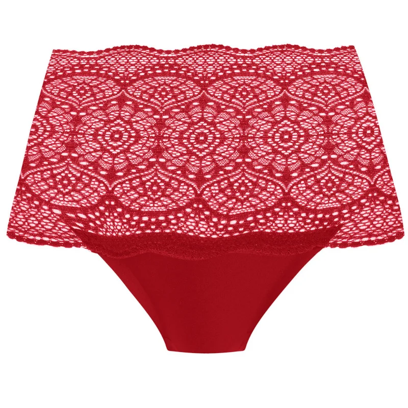 Women's panties with no-show lace design for invisible wear-Lace Ease Invisible Stretch Full Brief Red - Fantasie