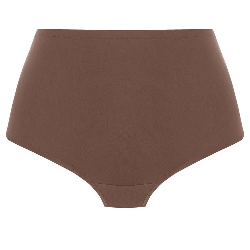 Women's panties with floral lace detail for a romantic touch-Smoothease No VPL Stretch Full Brief Coffee Roast Brown - Fantasie