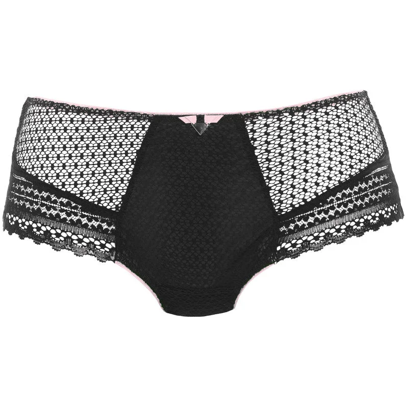 Women's panties for curvy bodies with comfortable fit-Daisy Lace Noir Black Short - Freya