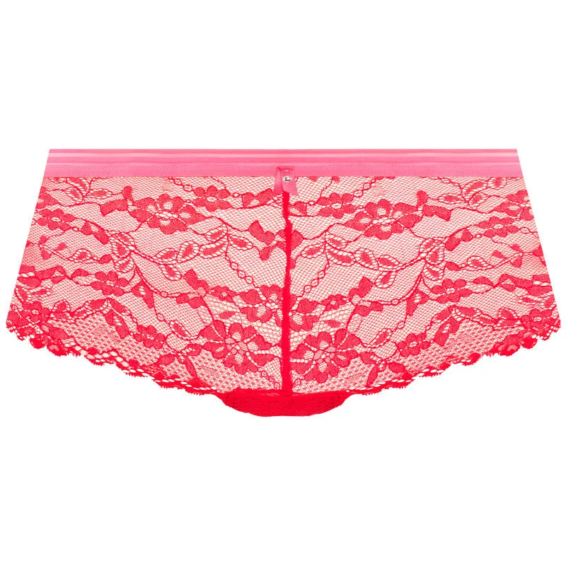 Women's panties with smoothing features for no-show fit-Offbeat Short Chilli Red - Freya