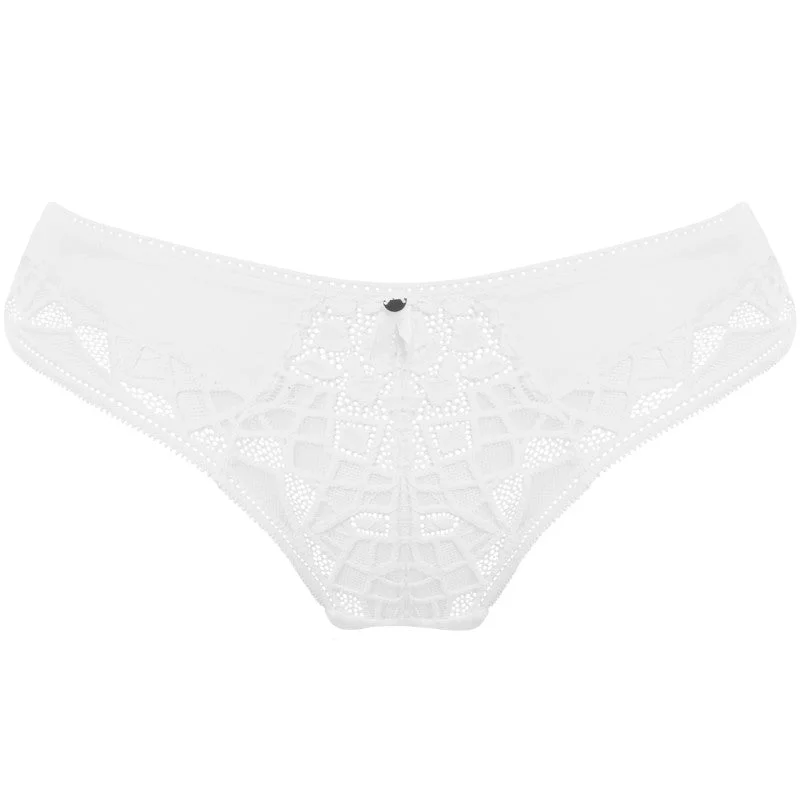 Women's panties for curvy women with extra tummy control-Soiree Lace White Brief - Freya
