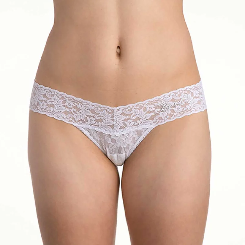Lace panties for comfortable wear-Hanky Panky "Bride" Crystals Low Rise Thong
