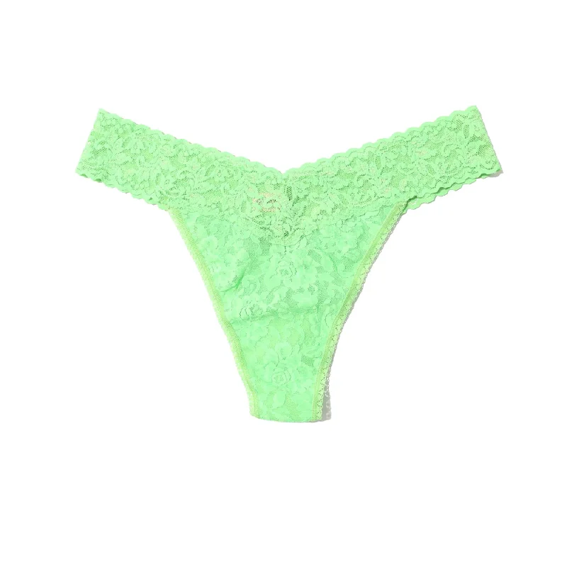 Women's panties with supportive fit for larger bodies-Hanky Panky Lace Original Rise Thong