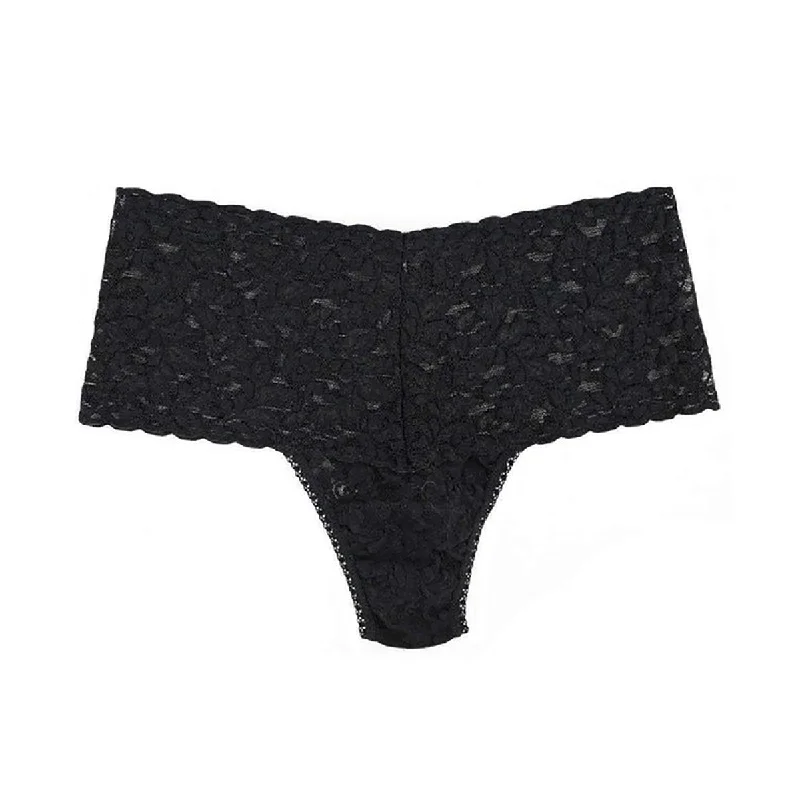Women's panties with cotton lining-Hanky Panky Signature Lace Retro Rise Thong