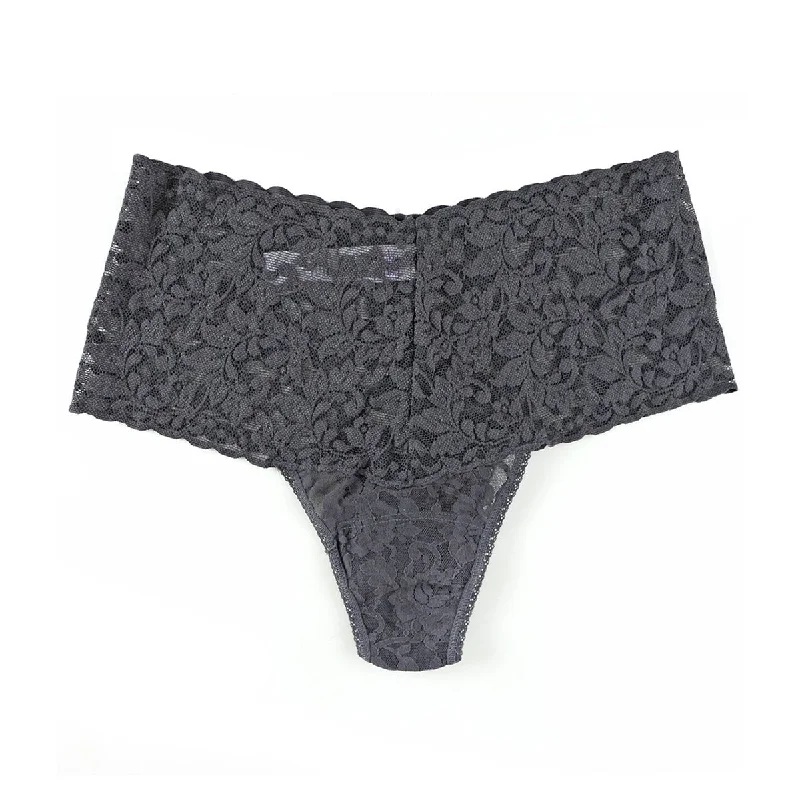 Women's panties for postpartum recovery-Hanky Panky Signature Lace Retro Rise Thong