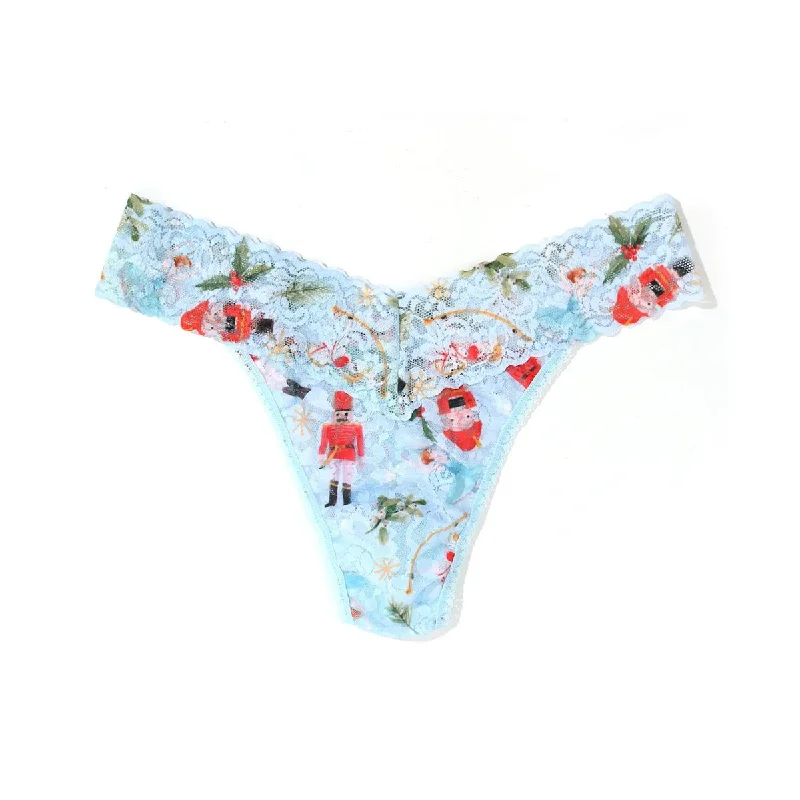 Seamless cotton panties for invisible wear-Hanky Panky Printed Lace Original Rise Thong