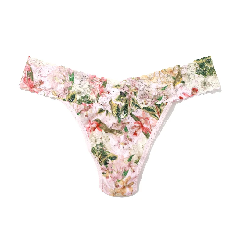 Women's cotton panties for extra comfort-Hanky Panky Printed Lace Original Rise Thong