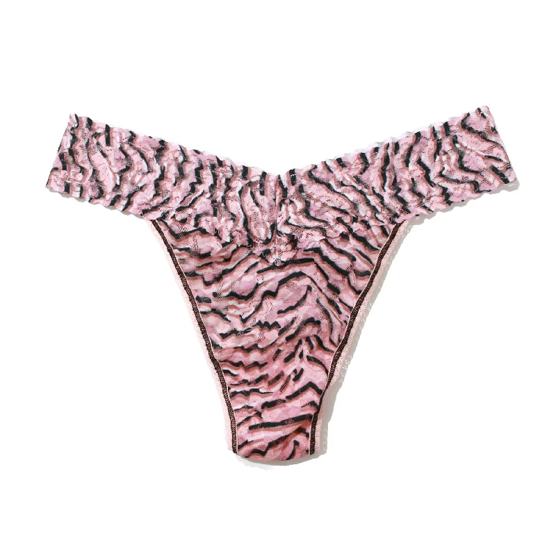 Comfortable and stretchy women's panties for all-day wear-Hanky Panky Printed Lace Original Rise Thong