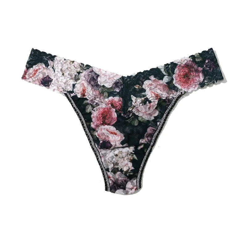 Comfortable women's panties with wide waistband-Hanky Panky Printed Lace Original Rise Thong Comfortable women's panties with wide waistband-Hanky Panky Printed Lace Original Rise Thong