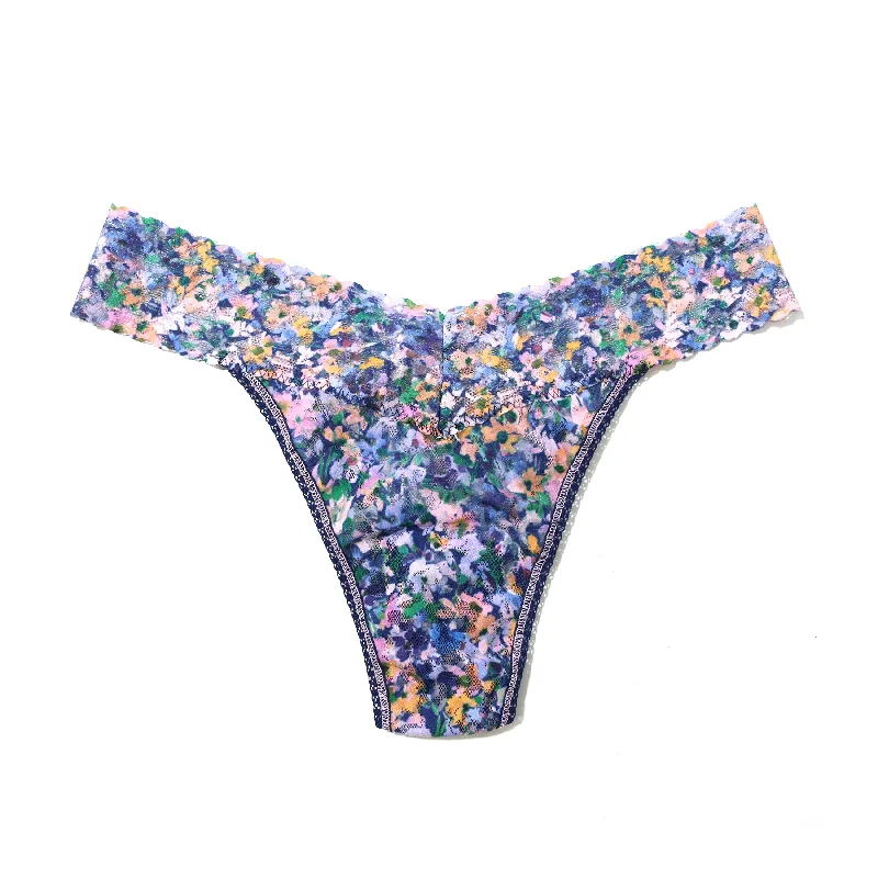 Women's cotton panties with high leg design for a flattering fit-Hanky Panky Printed Lace Original Rise Thong
