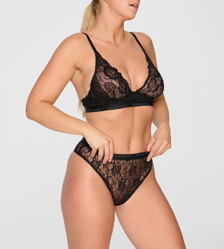 Women's panties with soft cotton material for comfort-High Cut Lace Bikini