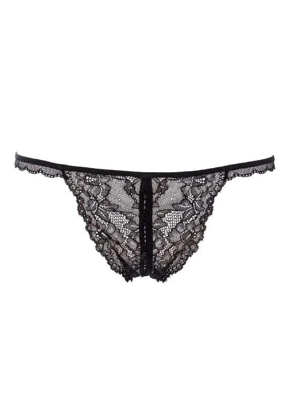 Women's panties with lace trim-Le Petit Secret Openable Tanga Panty