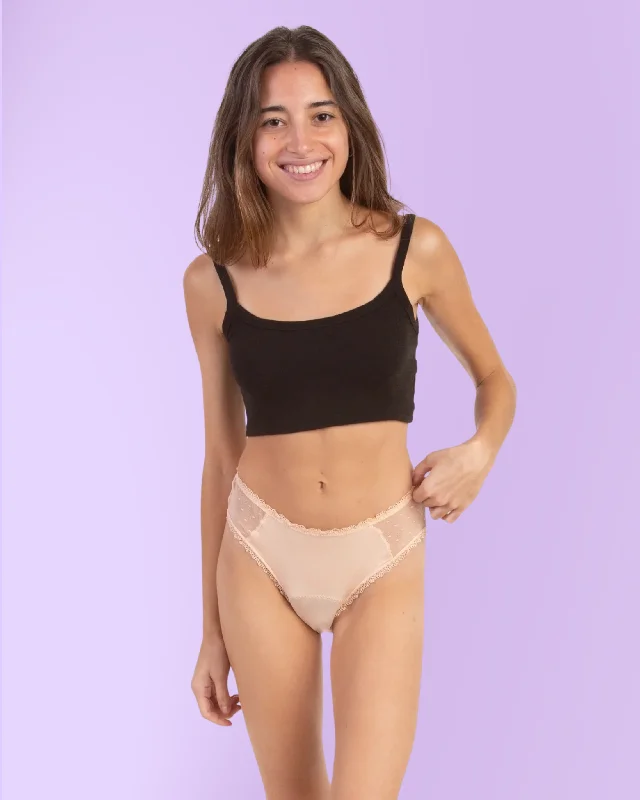 Women's panties for tummy shaping with breathable fabric-Period Underwear for teens | Transparent hips | Beige Women's panties for tummy shaping with breathable fabric-Period Underwear for teens | Transparent hips | Beige