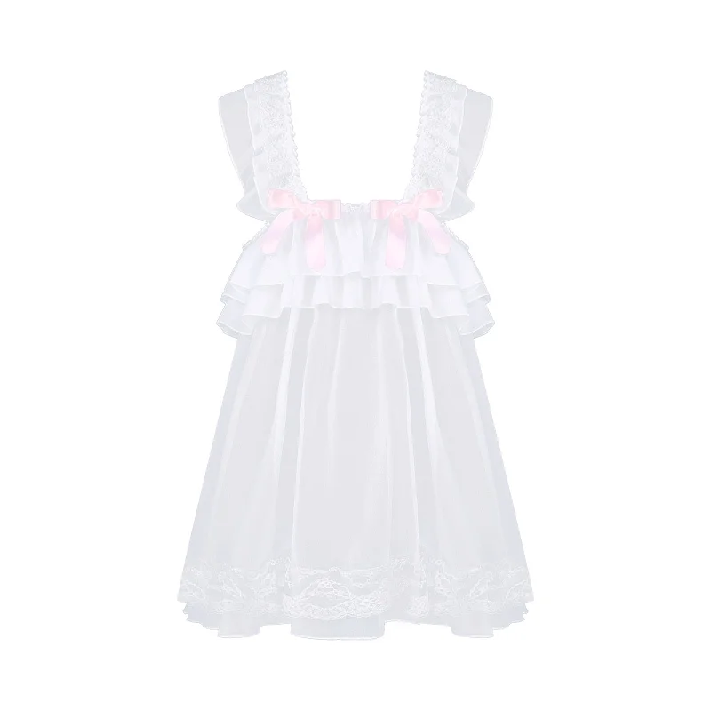 Comfortable women's sleep dress with adjustable straps-Sheer Sissy Babydoll