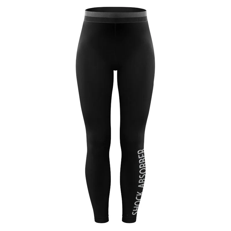 Women's lace panties with scalloped edges-Branded Sport Exercise Leggings Black - Shock Absorber