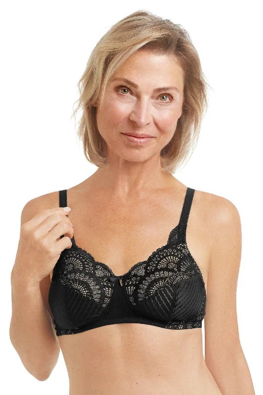 Women's lingerie for under sheer tops-Amoena Karolina Wire Free Mastectomy Bra - Black
