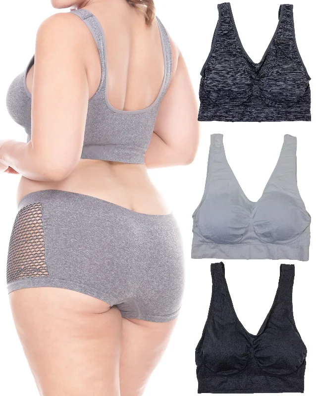 Women's lingerie for seamless undergarments-Plus Size Seamless Sports Bras(3 Pack)